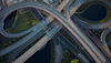 Aerial view of a motorway junction