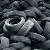 Tires from end-of-life vehicles ready for recycling.
